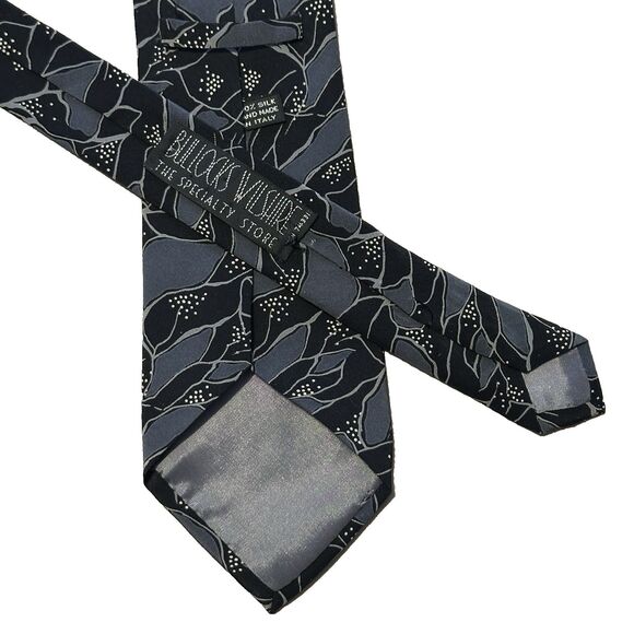 Vintage Bullocks Wilshire Silk Tie Made in Italy Black Gray Abstract 58.5"x 3.5" - Picture 1 of 7